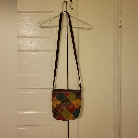 Fossil Multicolor Patches Suede Tooled Floral Crossbody Purse - Picture 5 of 8